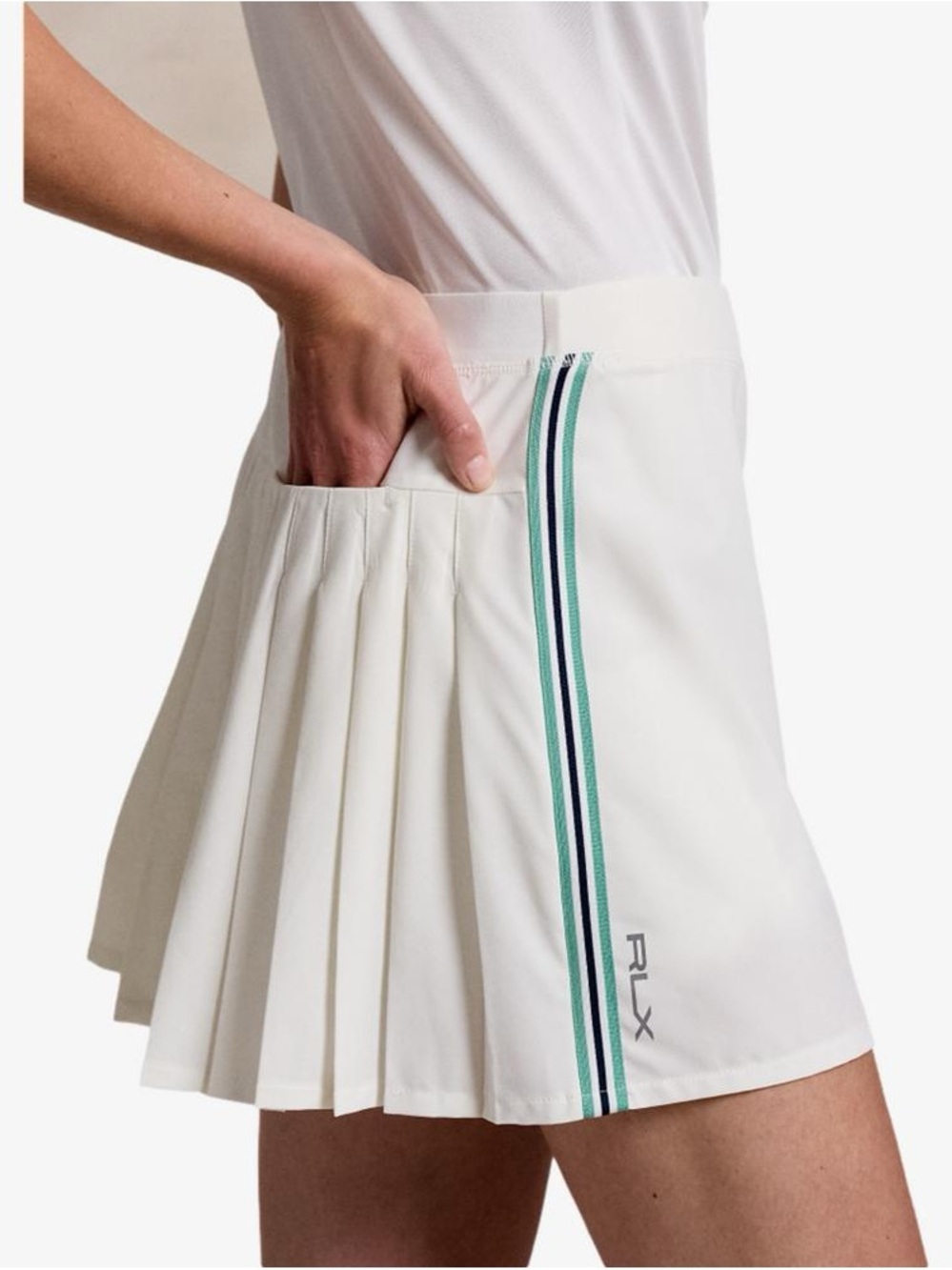 RLX Ralph Lauren Pleated Tennis Skirt with Green Stripe